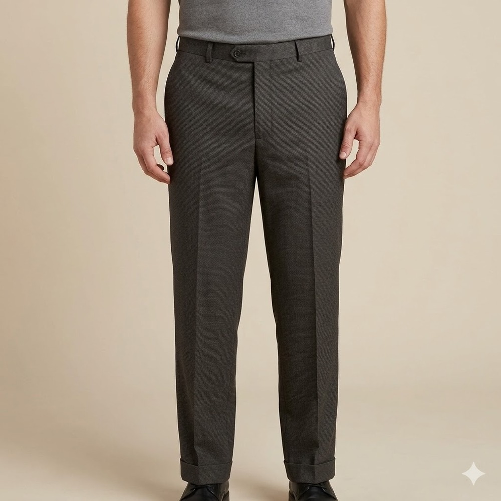 Kirkland Signature Dress Pants Made in Italy Check Cuffed 36x30 Gray